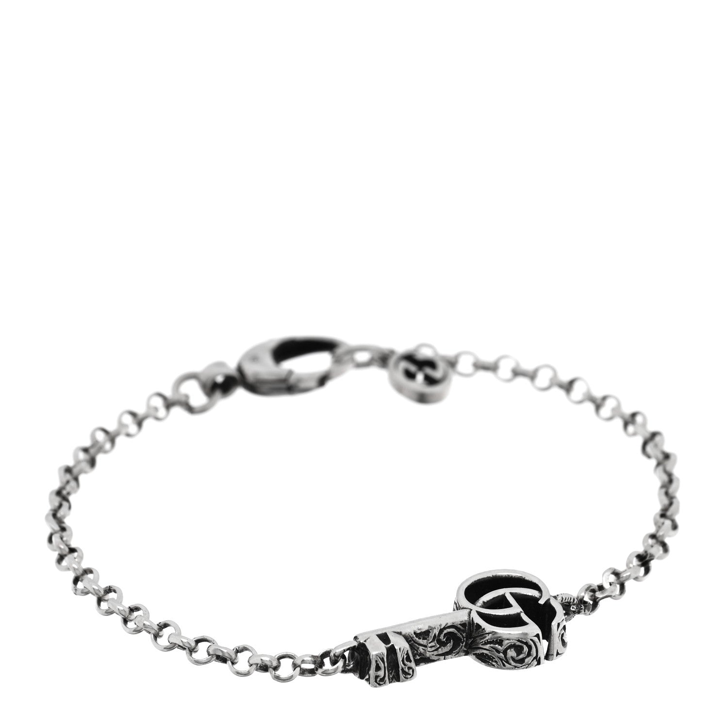 Gucci Sterling Silver Double G Key Bracelet 1 of 4