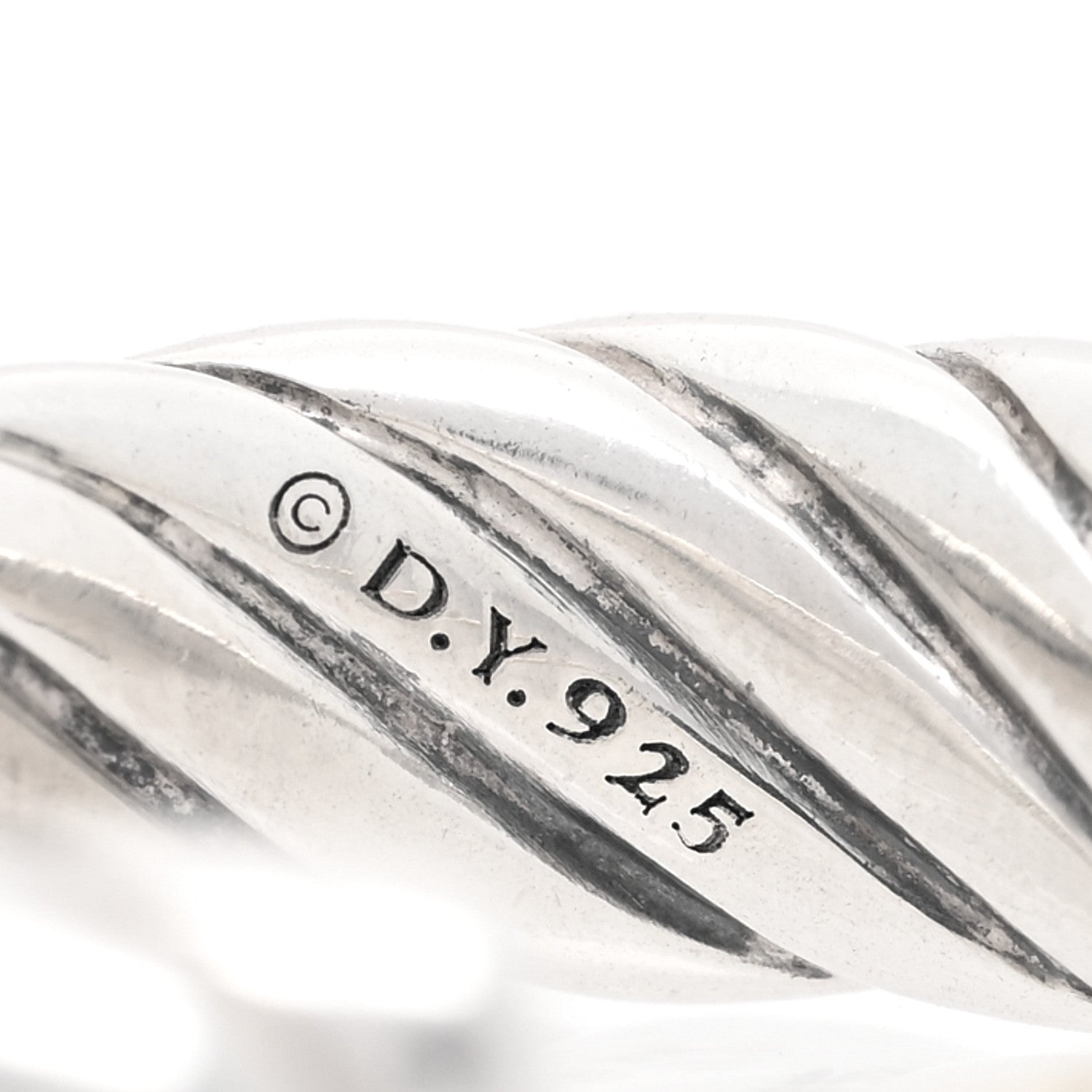 David Yurman Sterling Silver 18.6mm Scultped Cable Hoop Earrings 4 of 4