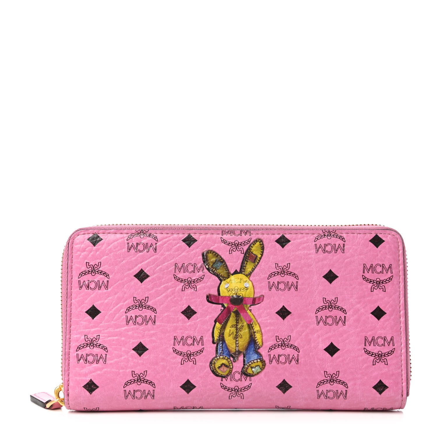 MCM Visetos Rabbit Zip Around Large Wallet Pink 1 of 11