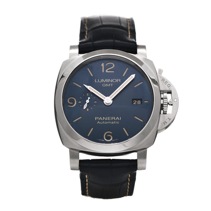 Panerai Stainless Steel Alligator 44mm Luminor 1950 GMT Automatic Watch Blue PAM01033 1 of 5