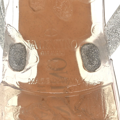 Valentino Garavani PVC Jelly Glitter Rockstud Bow Thong Sandals 37 Silver 8 of 12