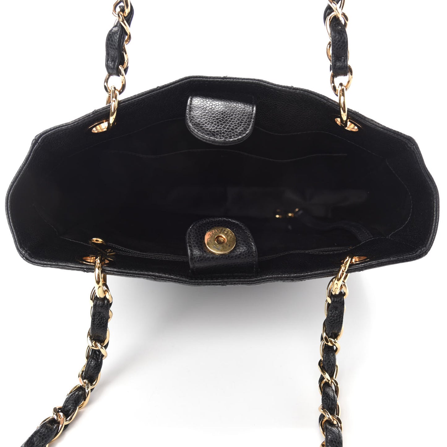 Caviar Quilted Petit Shopping Tote PST Black
