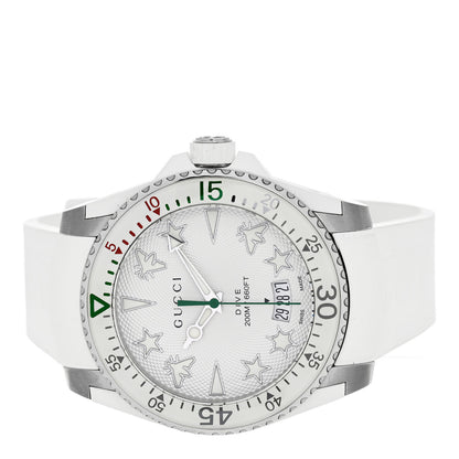 Gucci Stainless Steel Rubber 40mm Dive Quartz Watch White 2 of 5