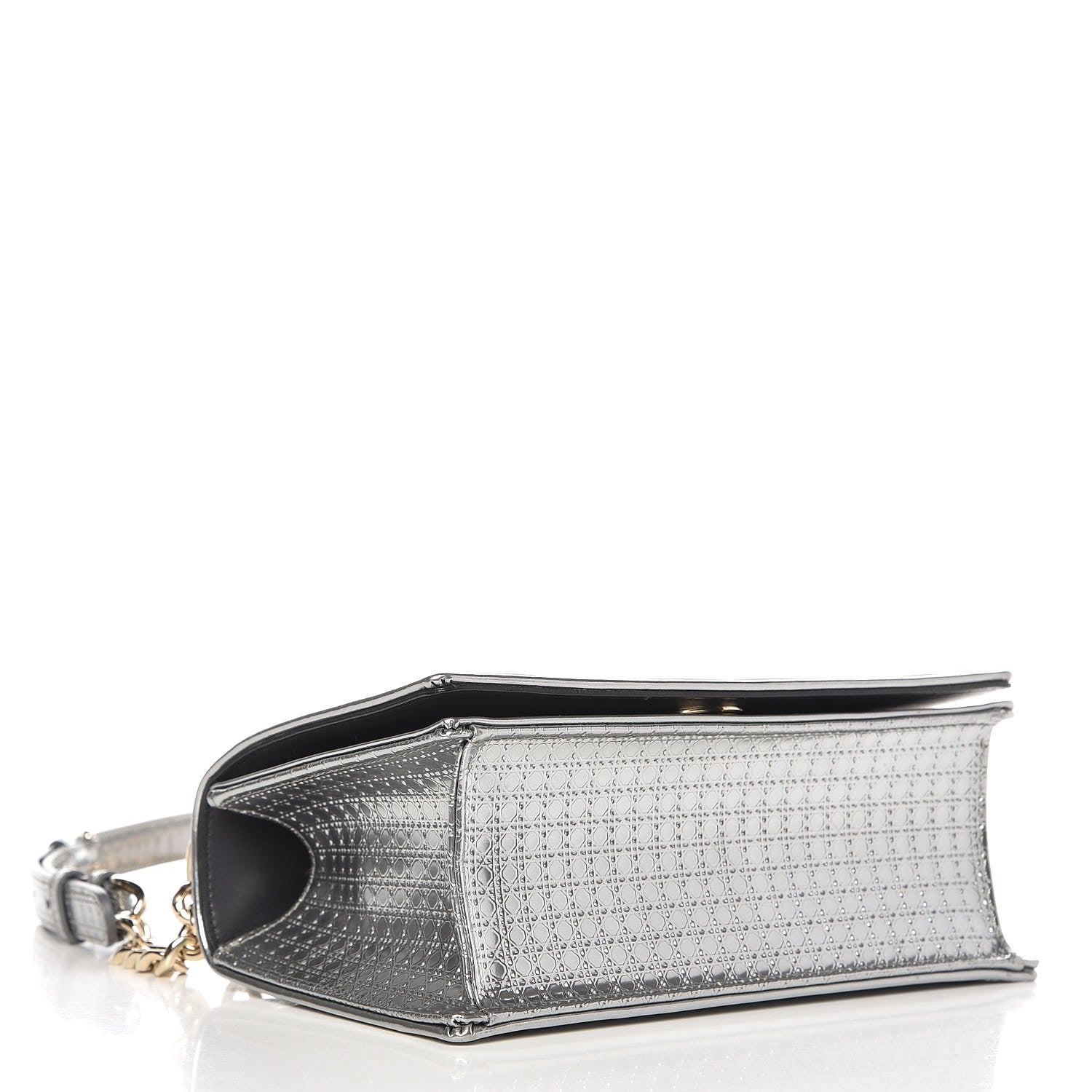 Christian Dior Metallic Patent Micro-Cannage Small Diorama Flap Bag Silver 4 of 6