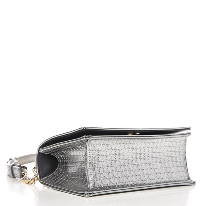 Christian Dior Metallic Patent Micro-Cannage Small Diorama Flap Bag Silver 4 of 6