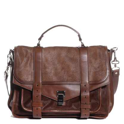 Proenza Schouler Calf Hair Leather PS1 Large Satchel Chocolate 1 of 13