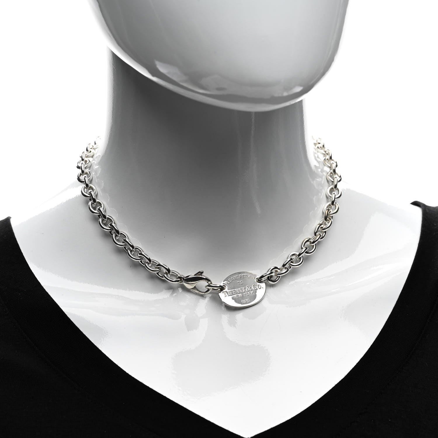 Tiffany Sterling Silver Return to Tiffany Oval Tag Choker Necklace 2 of 3