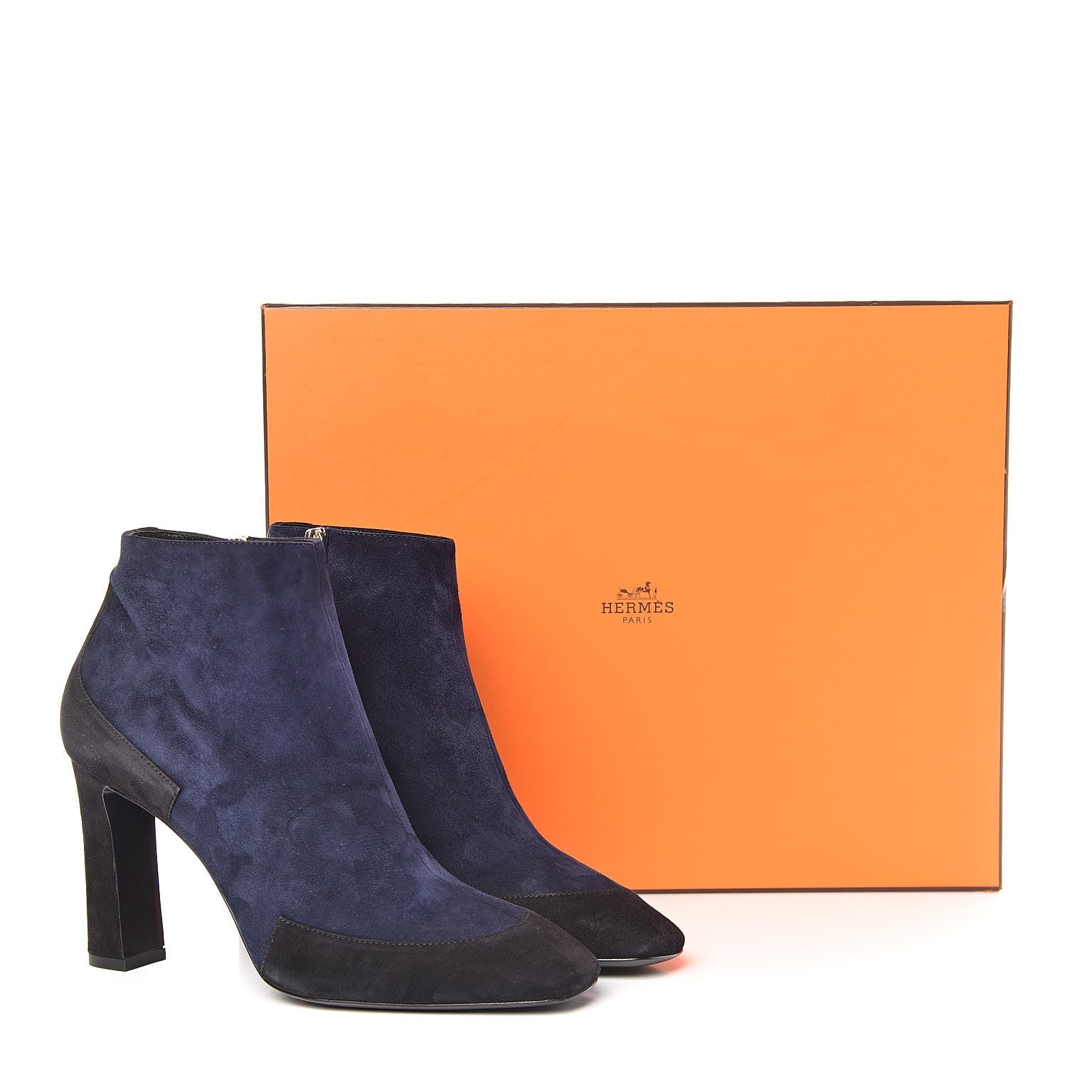 Hermes Suede Goatskin Neila Ankle Boots 39 Marine Black 10 of 10