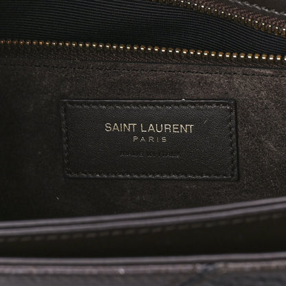 Saint Laurent Reptile Calfskin Embossed Patchwork Animal Monogram Universite Bag Brown 6 of 10