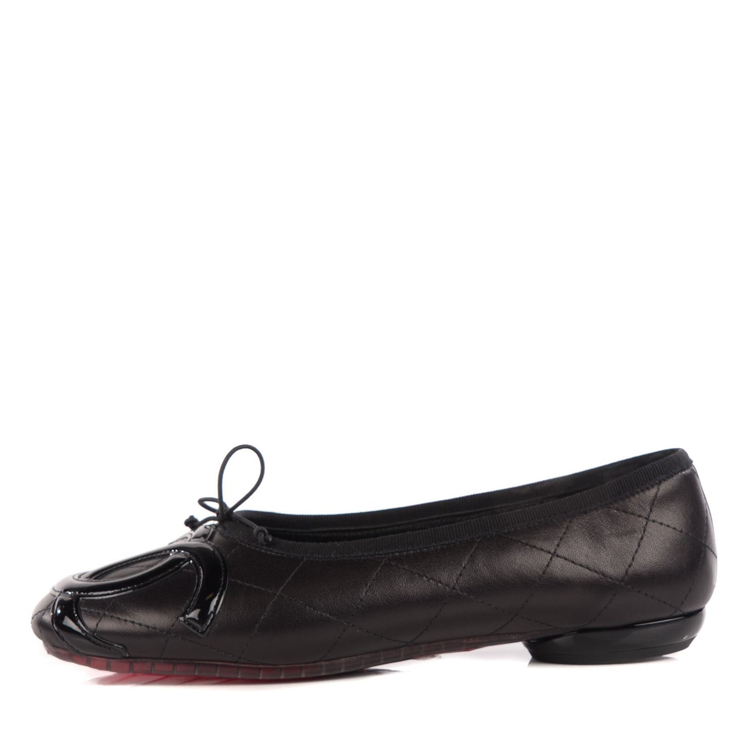 Lambskin Quilted Cambon Ballerina Flats 37.5 Black