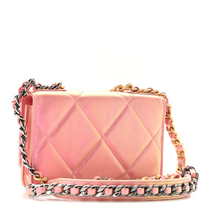 Chanel Iridescent Calfskin Quilted Chanel 19 Wallet On Chain WOC Pink 2 of 12
