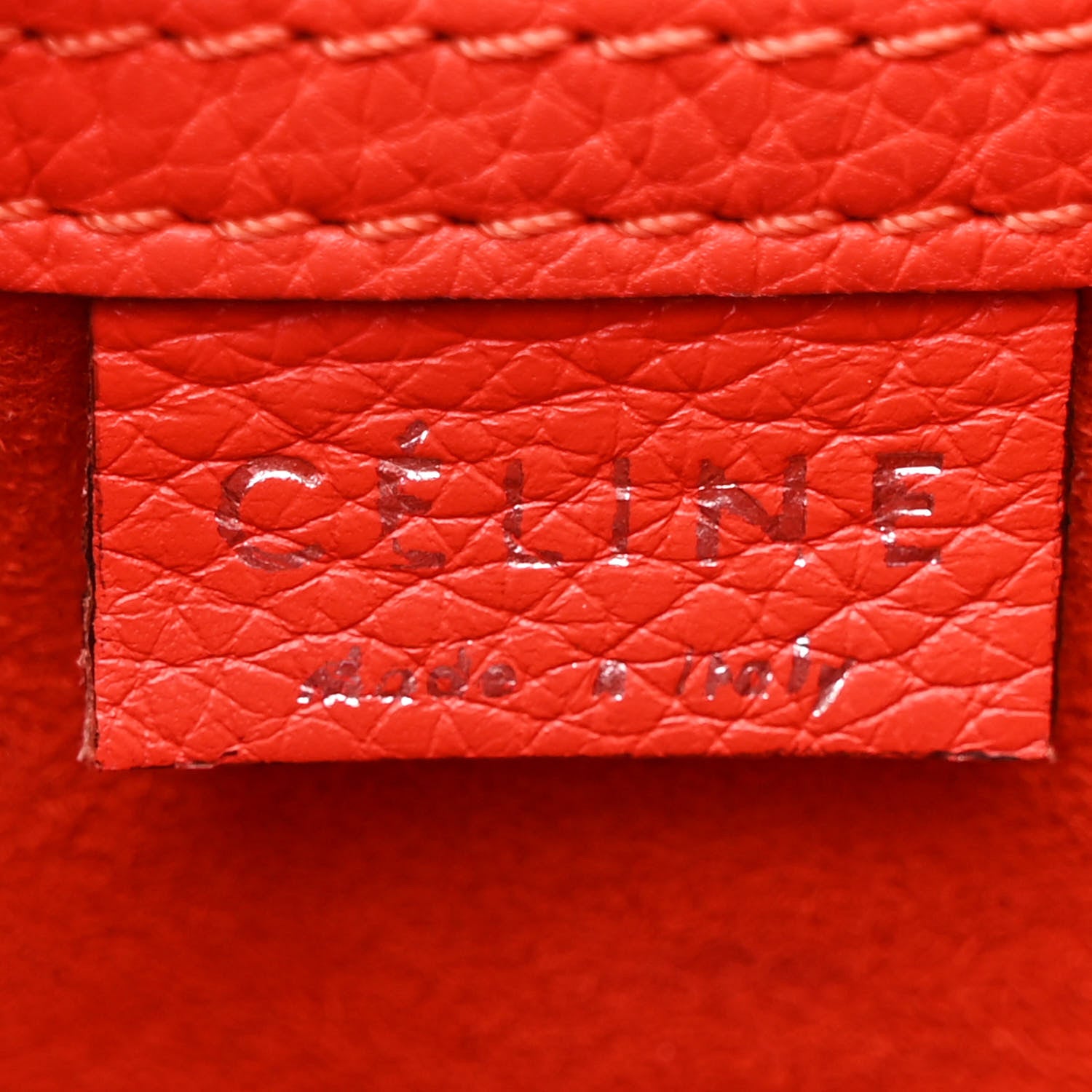 Celine Drummed Calfskin Nano Luggage Vermillion 6 of 15