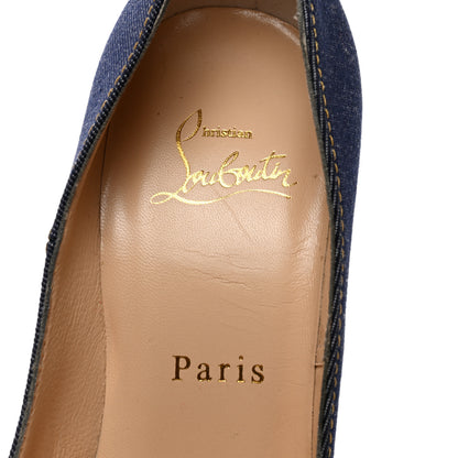Christian Louboutin Denim Jazz Calf So Kate 120 Pumps 36.5 Blue White 6 of 8