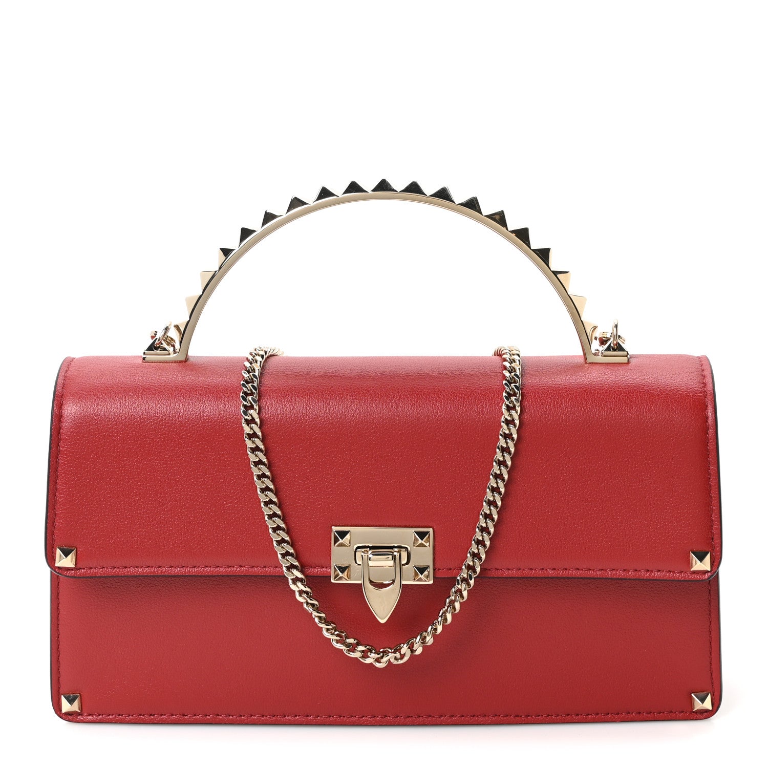Valentino Garavani Vitello Rockstud Mini Top Handle Bag Red 1 of 9