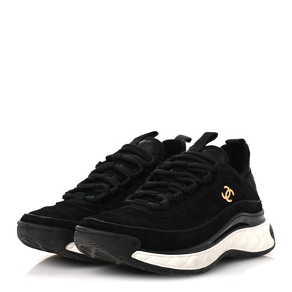 Chanel Suede Calfskin Nylon Grosgrain CC Sneakers 36 Black 3 of 10