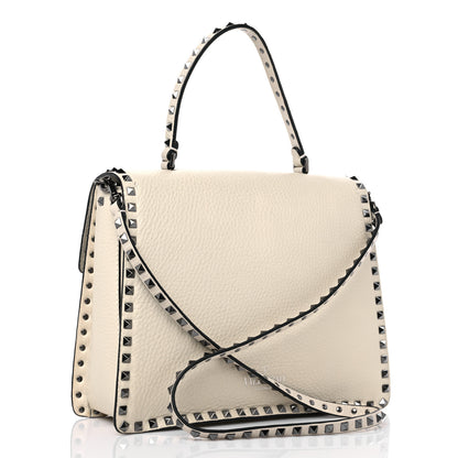 Valentino Garavani Grained Calfskin Rockstud Top Handle Flap Shoulder Bag Light Ivory 2 of 7
