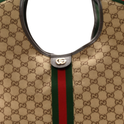 Gucci GG Monogram Web Large Giglio Tote Beige Brown 8 of 10