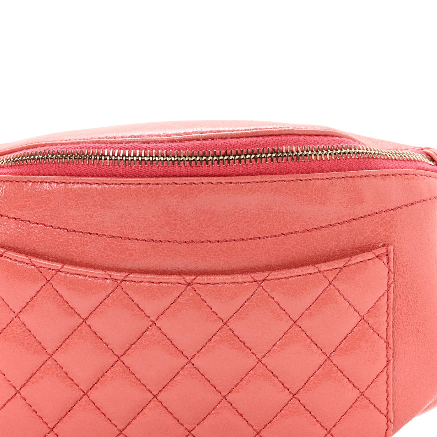 Chanel Crumpled Glazed Lambskin Quilted Waist Bag Fanny Pack Pink 8 of 10