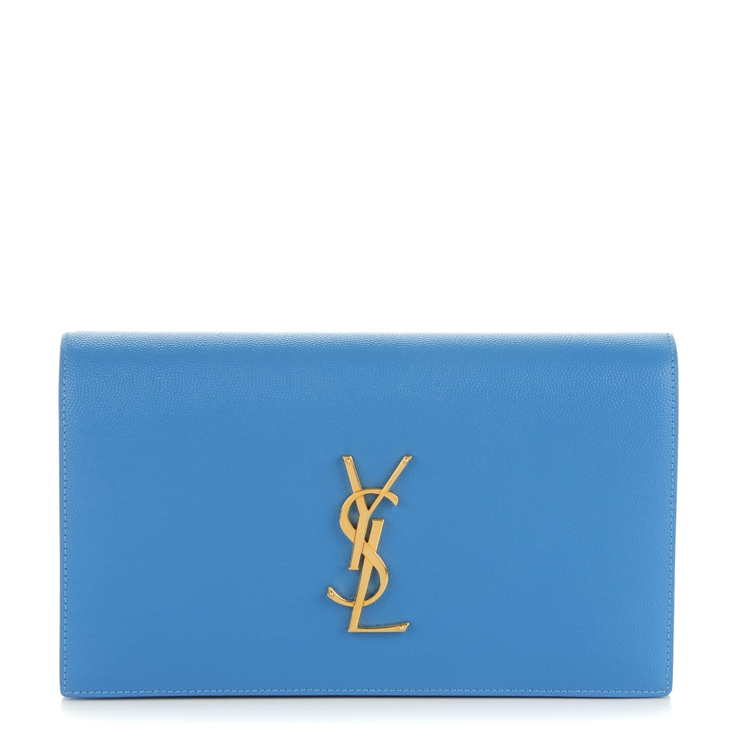 Saint Laurent Grain De Poudre Classic Monogram Clutch Blue Clair 1 of 7