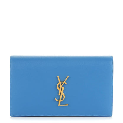 Saint Laurent Grain De Poudre Classic Monogram Clutch Blue Clair 1 of 7