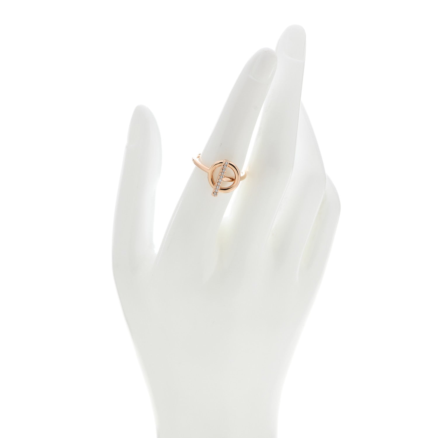 Hermes 18K Rose Gold Diamond PM Echappee Ring 53 6.5 2 of 7