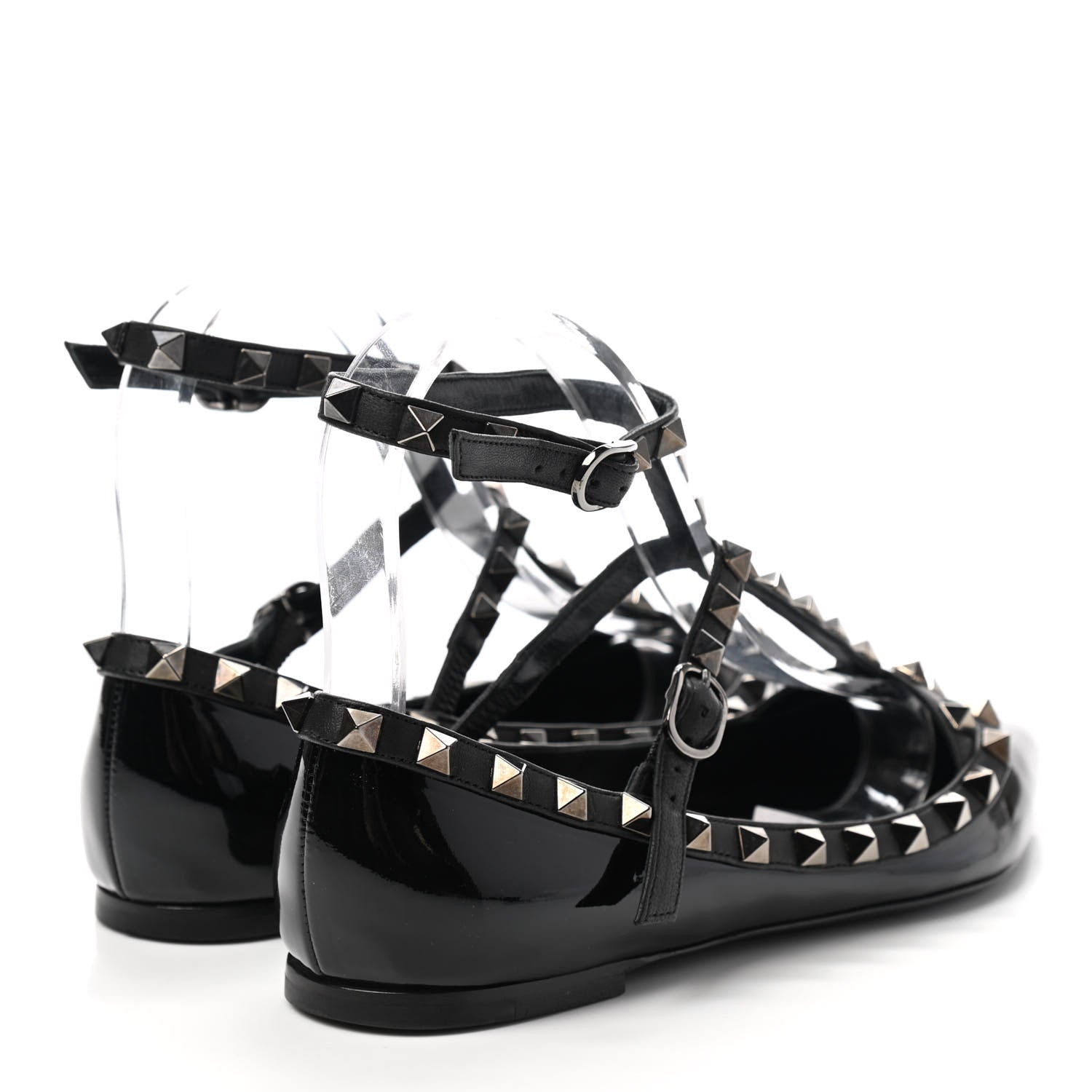 Valentino Garavani Patent Nappa Rockstud Cage Ballerina Flats 36 Black 4 of 8