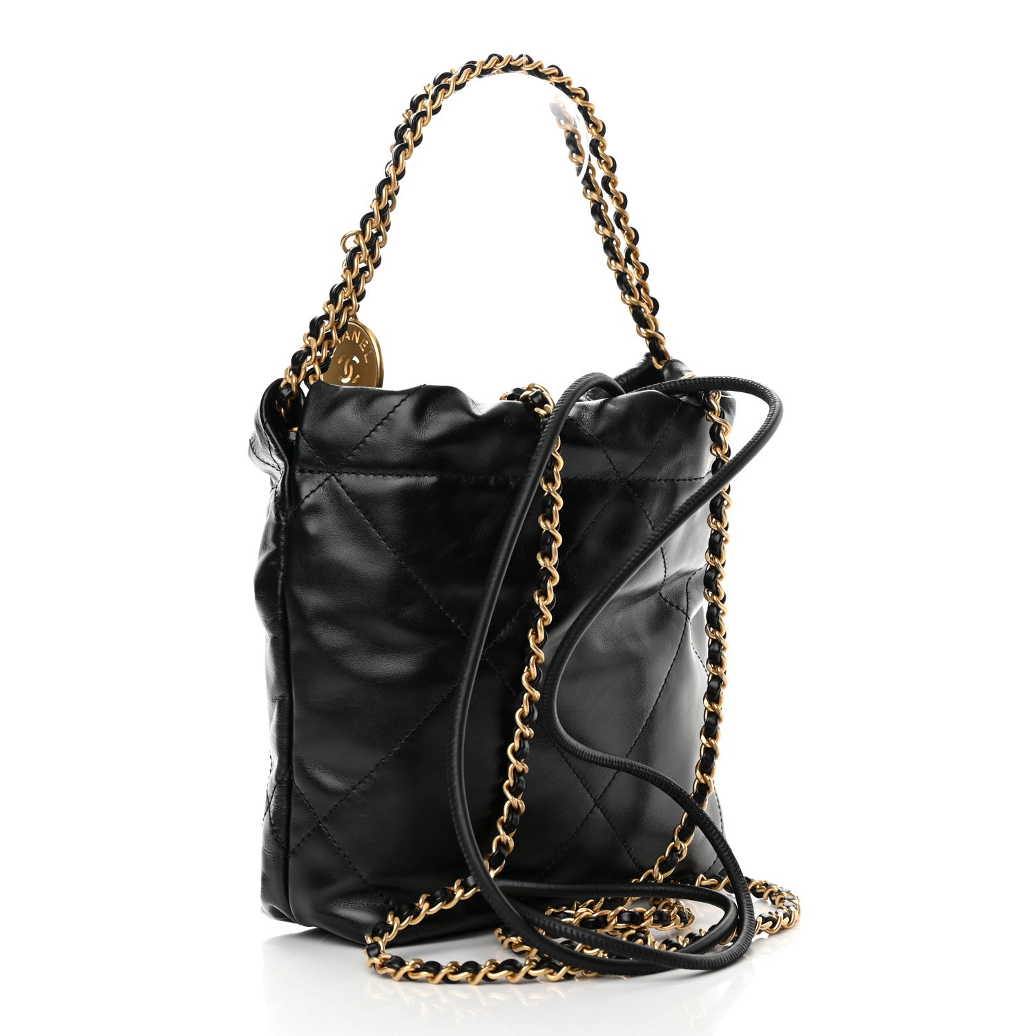 Chanel Shiny Calfskin Quilted Mini Chanel 22 Black 2 of 10