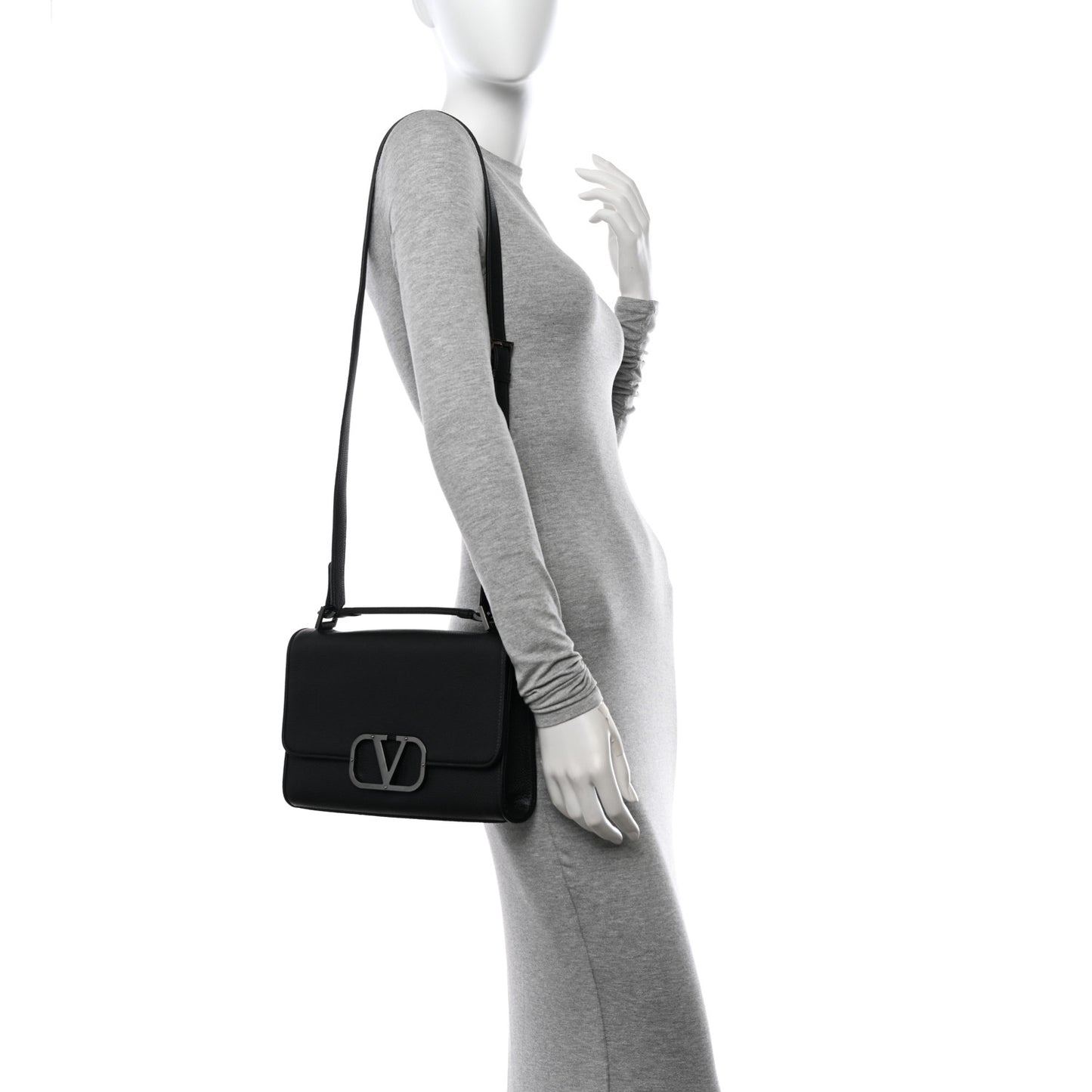 Grainy Calfskin Monochrome Bag Black