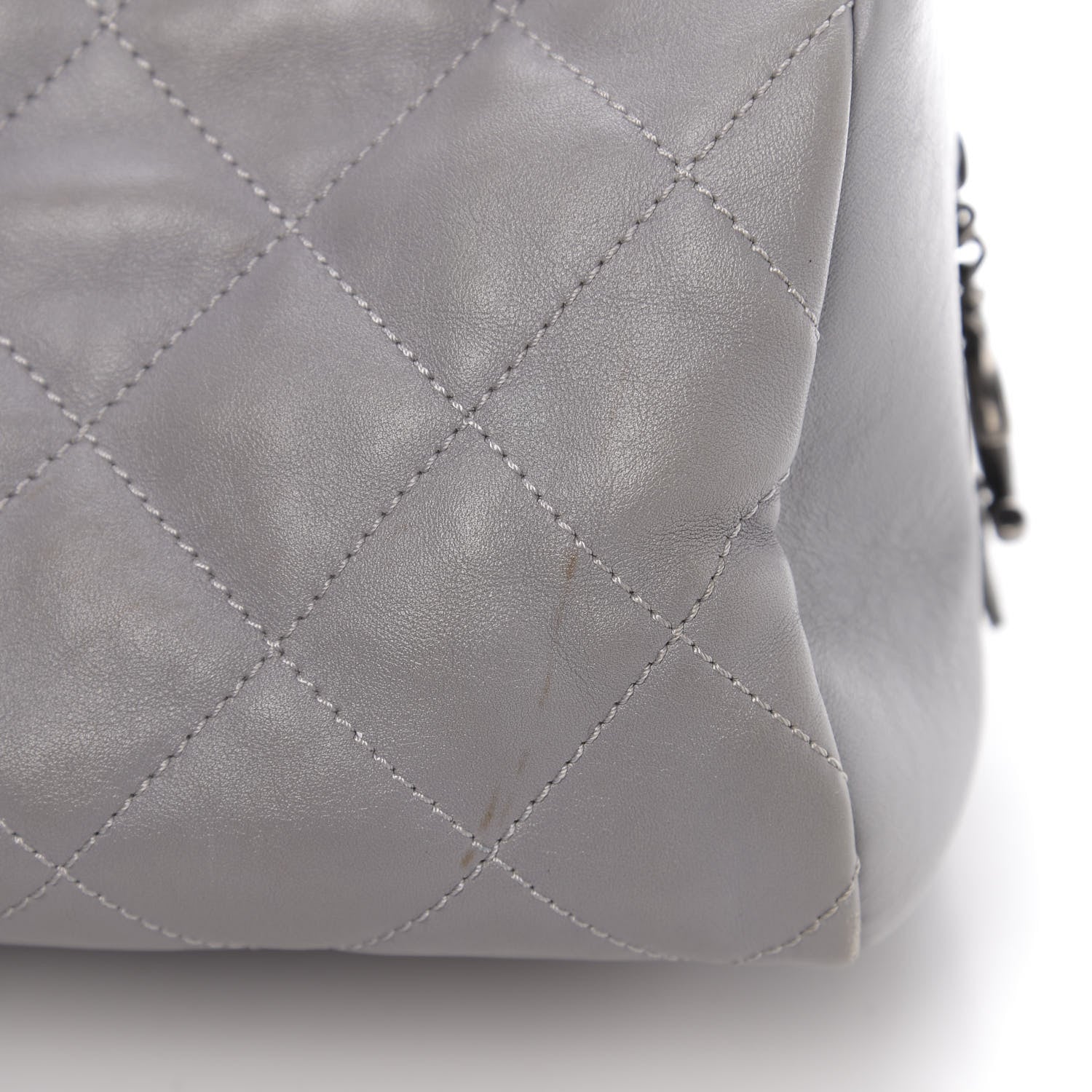 Chanel Calfskin Quilted Country Chic Bowler Grey 10 of 13