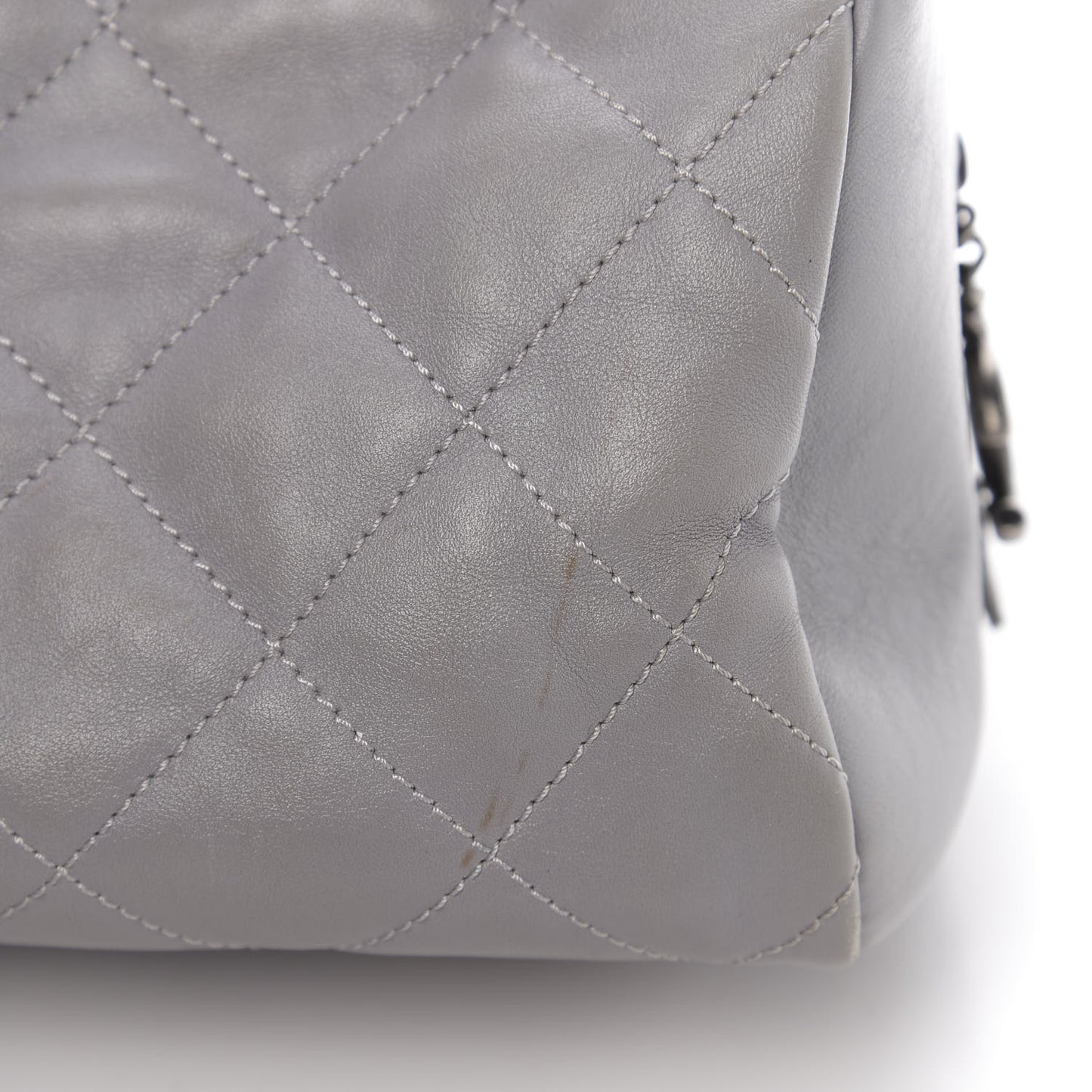 Calfskin Quilted Country Chic Bowler Grey