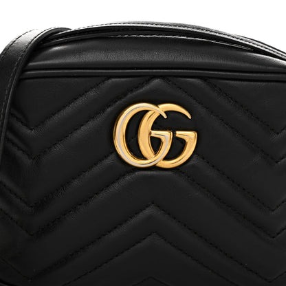 Gucci Calfskin Matelasse Mini GG Marmont Chain Shoulder Bag Black 4 of 12