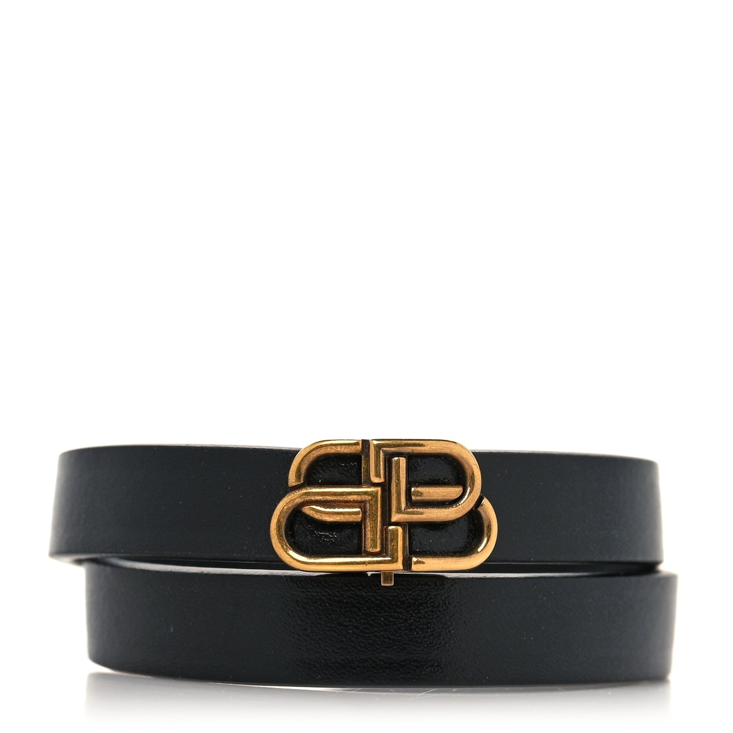 Calfskin BB Wrap Bracelet L Black