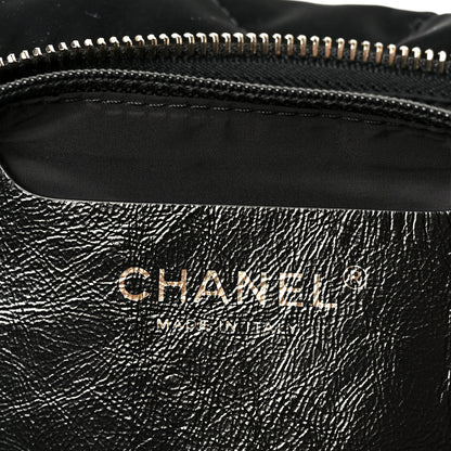 Chanel Nylon Velvet Effect Quilted Large Bowling Bag Black 6 of 11