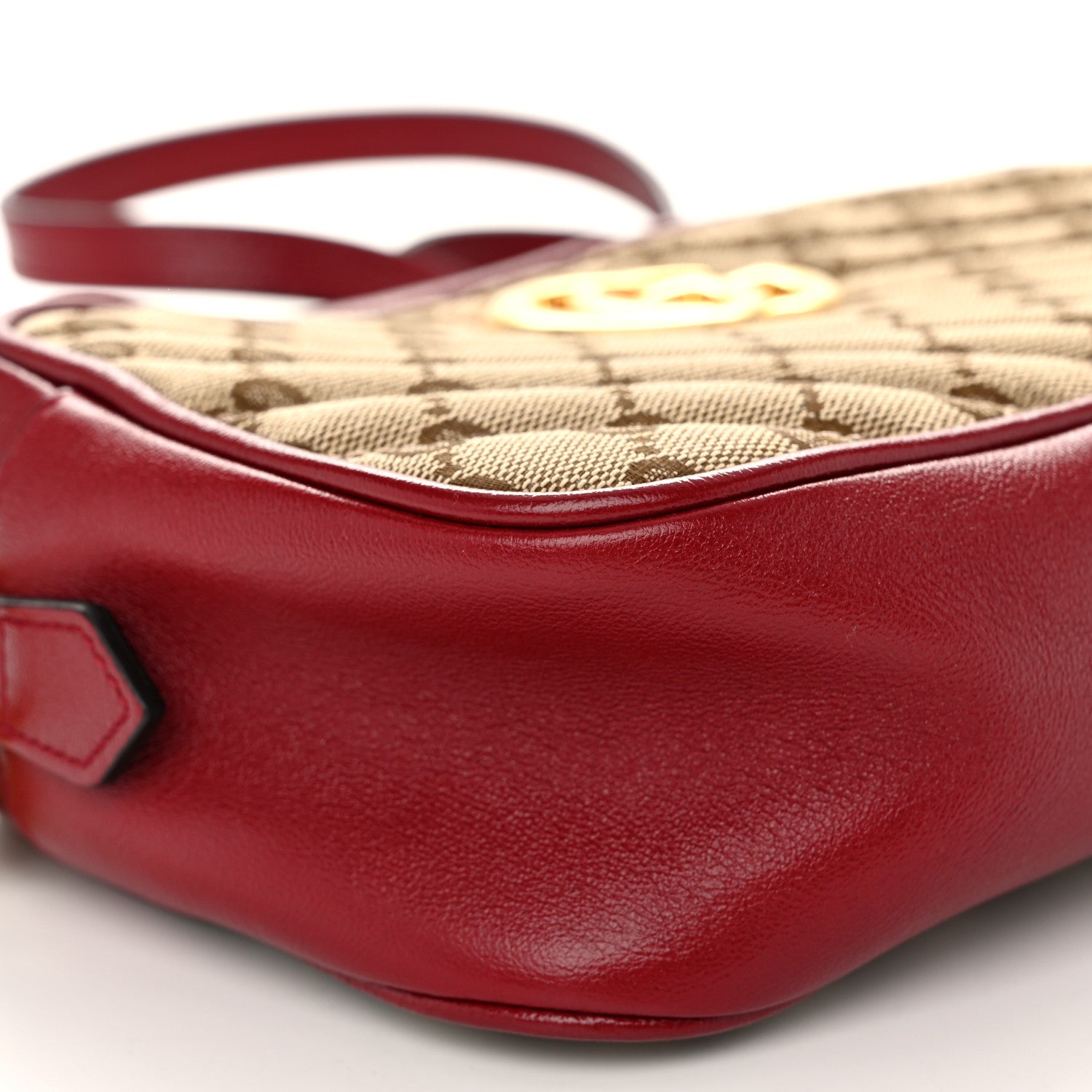 Gucci Monogram Azalea Calfskin Matelasse Diagonal Small GG Marmont Chain Shoulder Bag Beige Ebony New Cherry Red 9 of 10