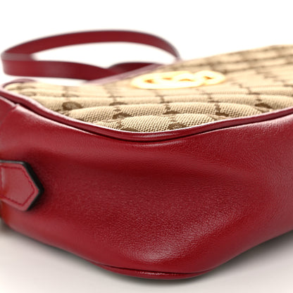 Gucci Monogram Azalea Calfskin Matelasse Diagonal Small GG Marmont Chain Shoulder Bag Beige Ebony New Cherry Red 9 of 10