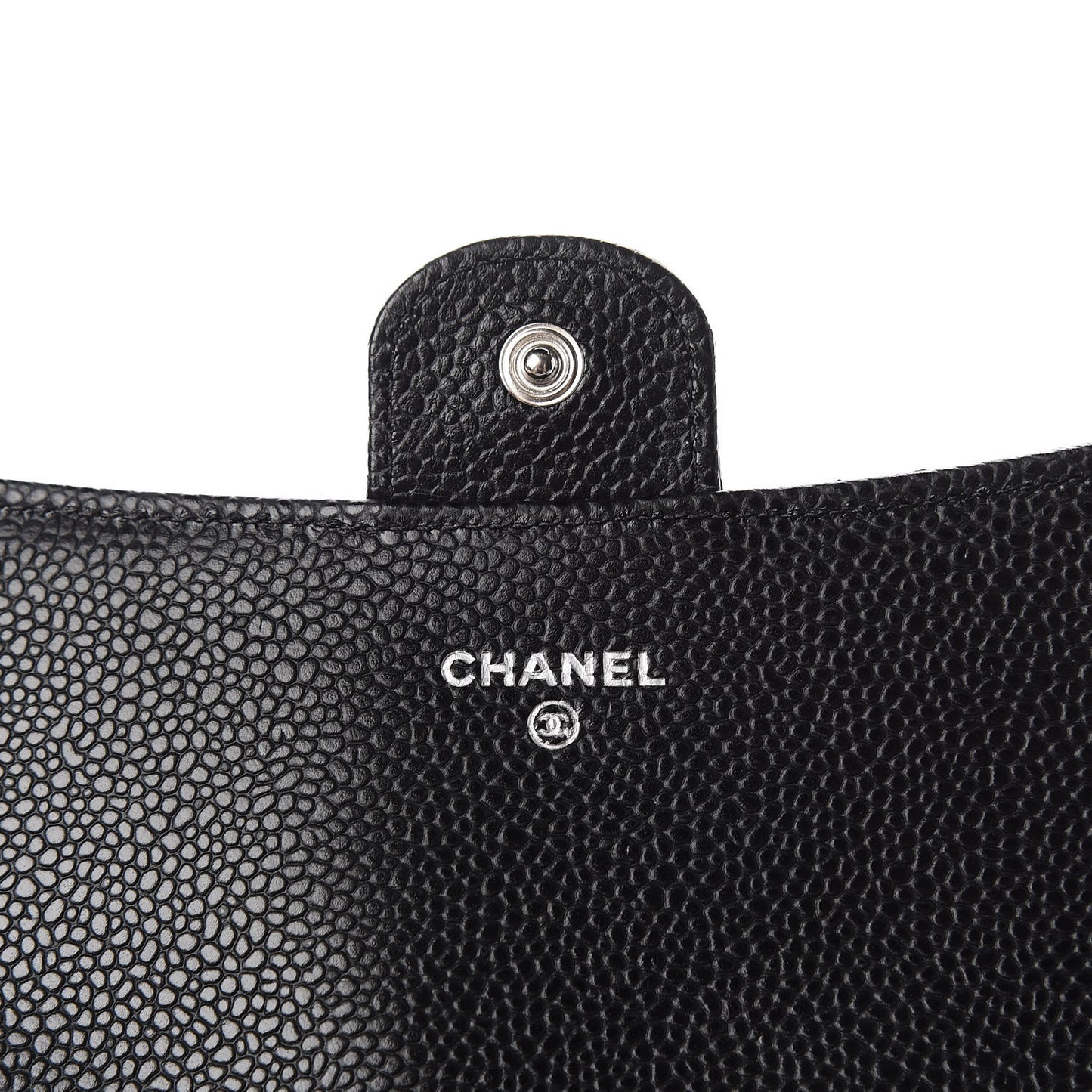 Caviar Quilted Large Gusset Flap Wallet Black