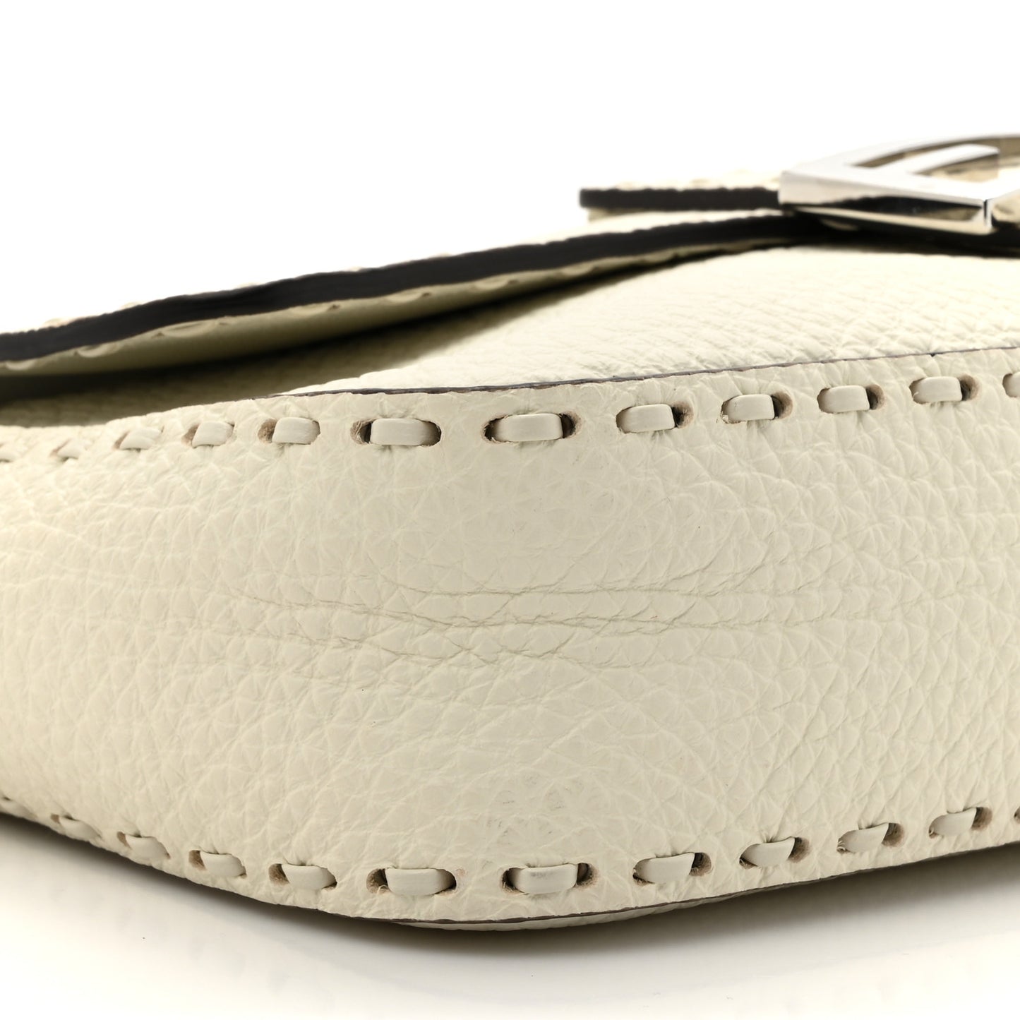 Cuoio Roma Sellerissima Nappa Sintetica Tape Stitch Baguette Bianco Ice