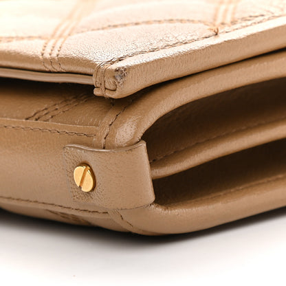 Saint Laurent Lambskin Diamond Quilted Becky Chain Wallet Gold Sand 9 of 10