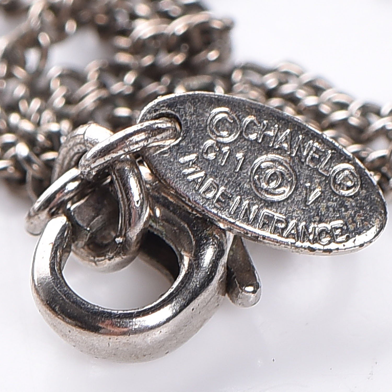 Chanel Crystal Timeless CC Necklace Silver 4 of 6
