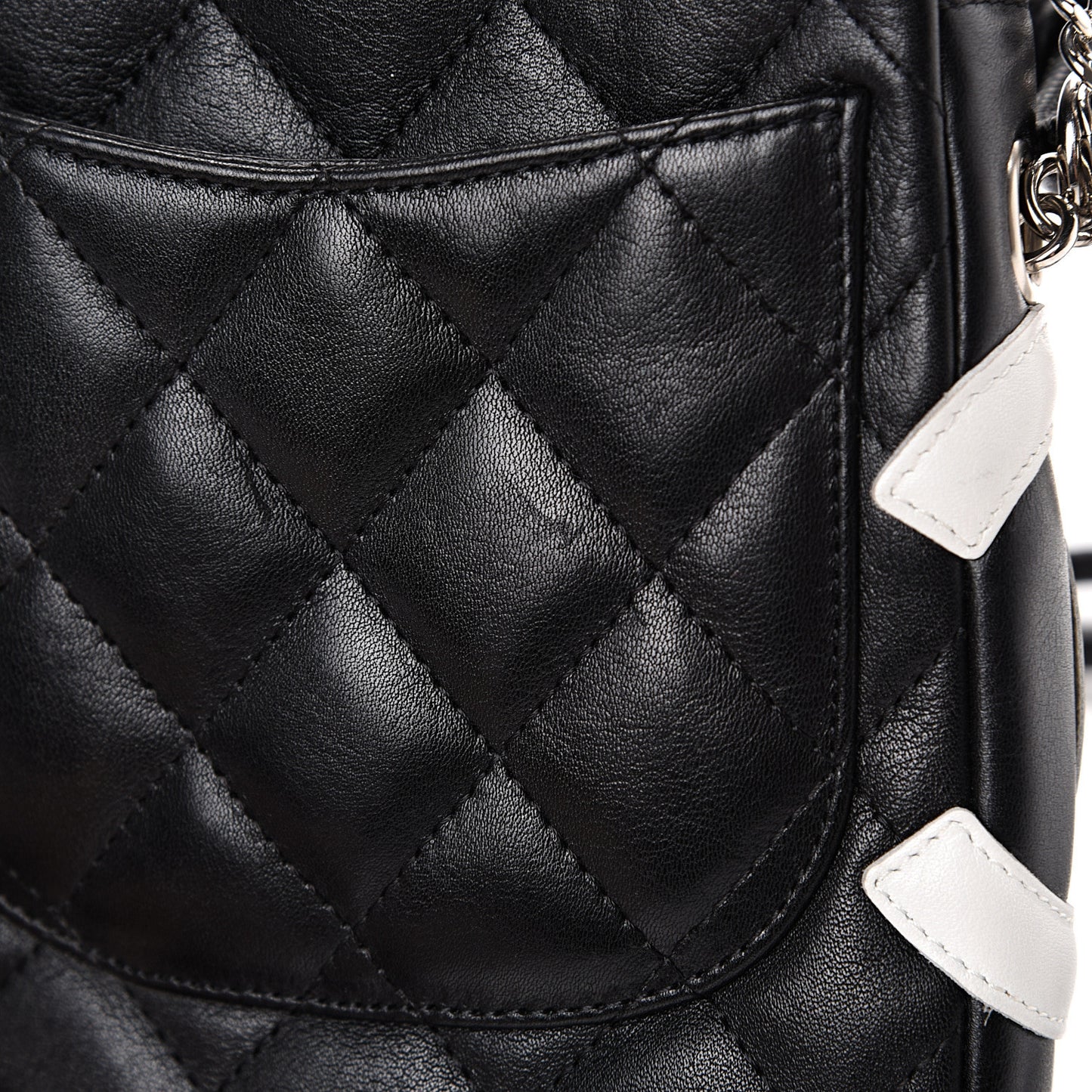 Calfskin Quilted Small Cambon Messenger Black White
