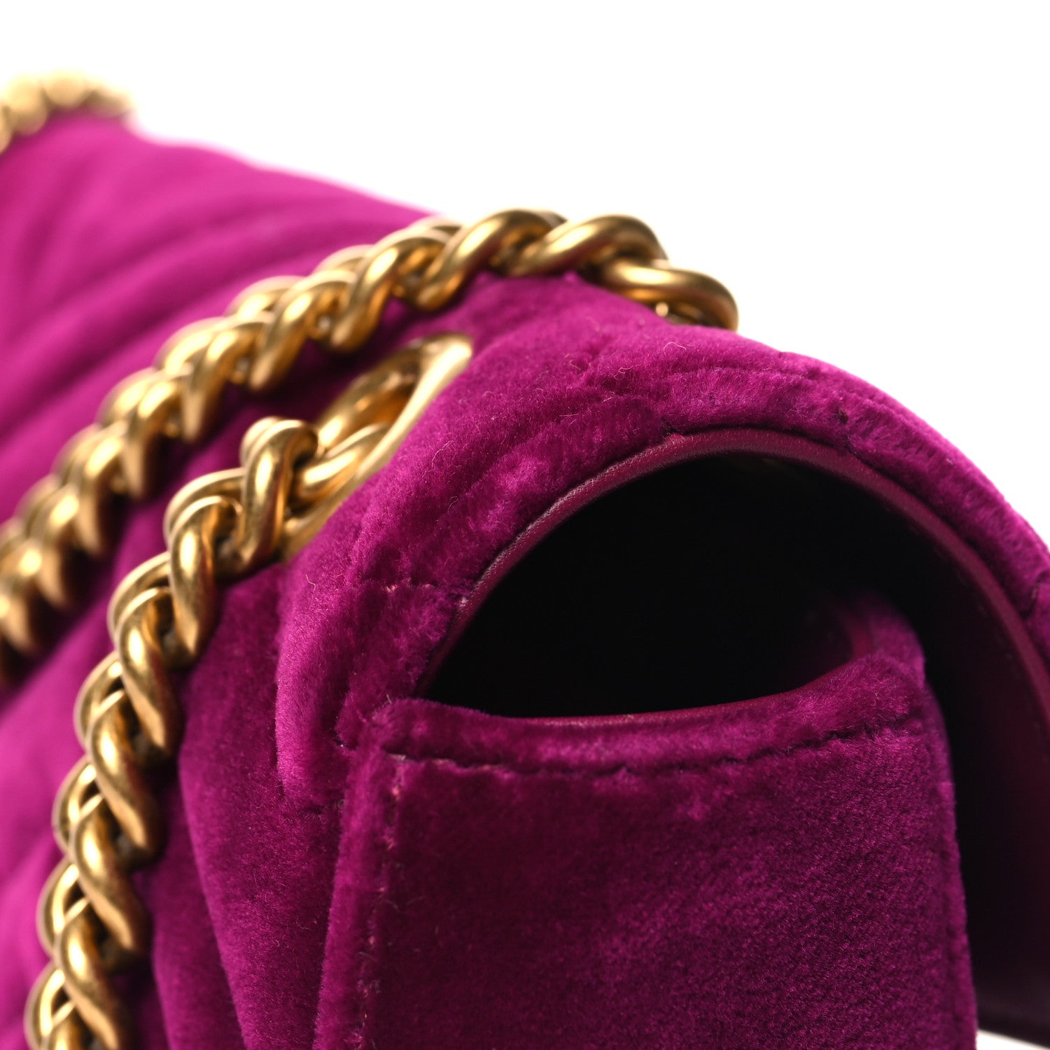 Gucci Velvet Matelasse Small GG Marmont Shoulder Bag Fuchsia Violet Cyclamen 11 of 11