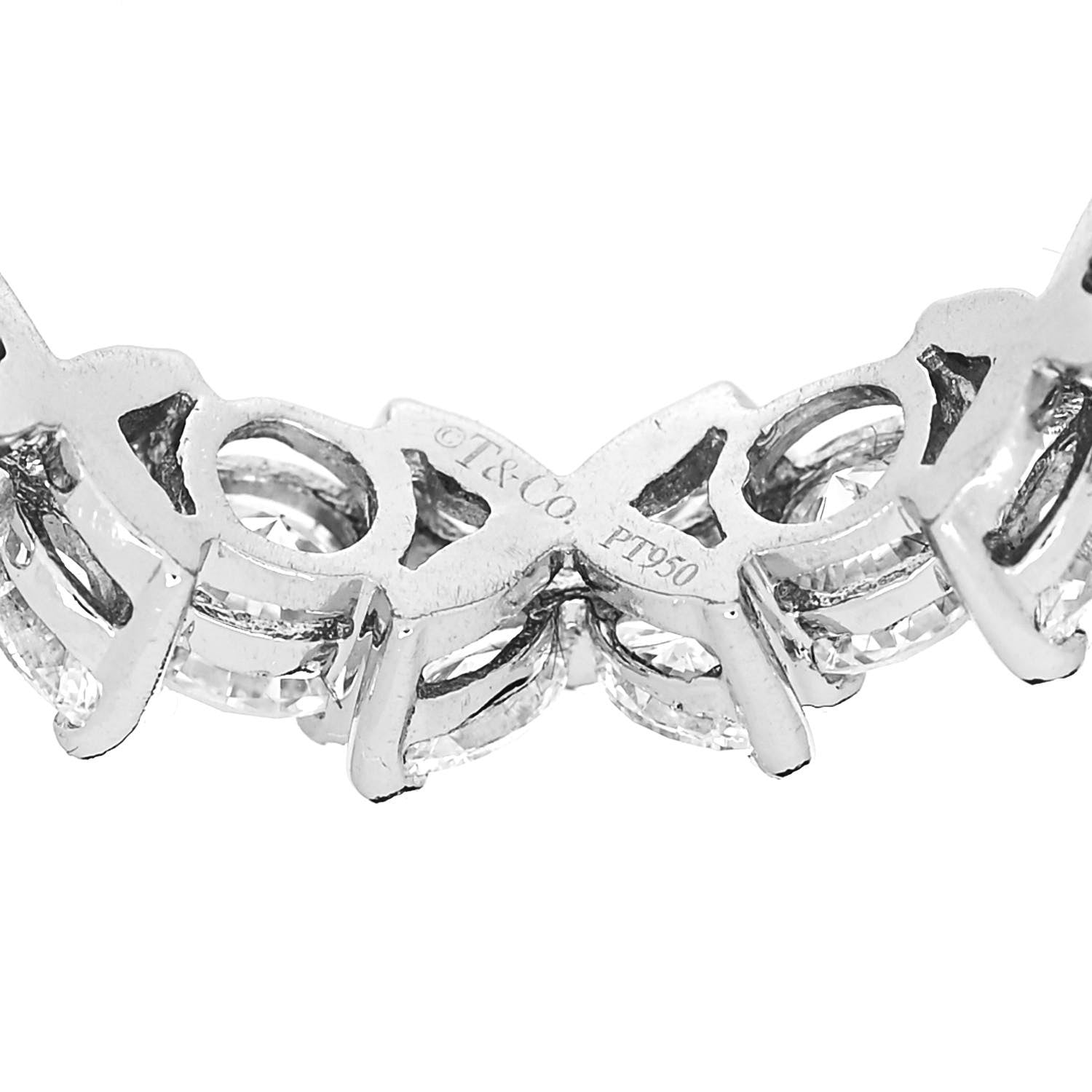 Tiffany Platinum Diamond Victoria Alternating Band Ring 50 5.5 4 of 5