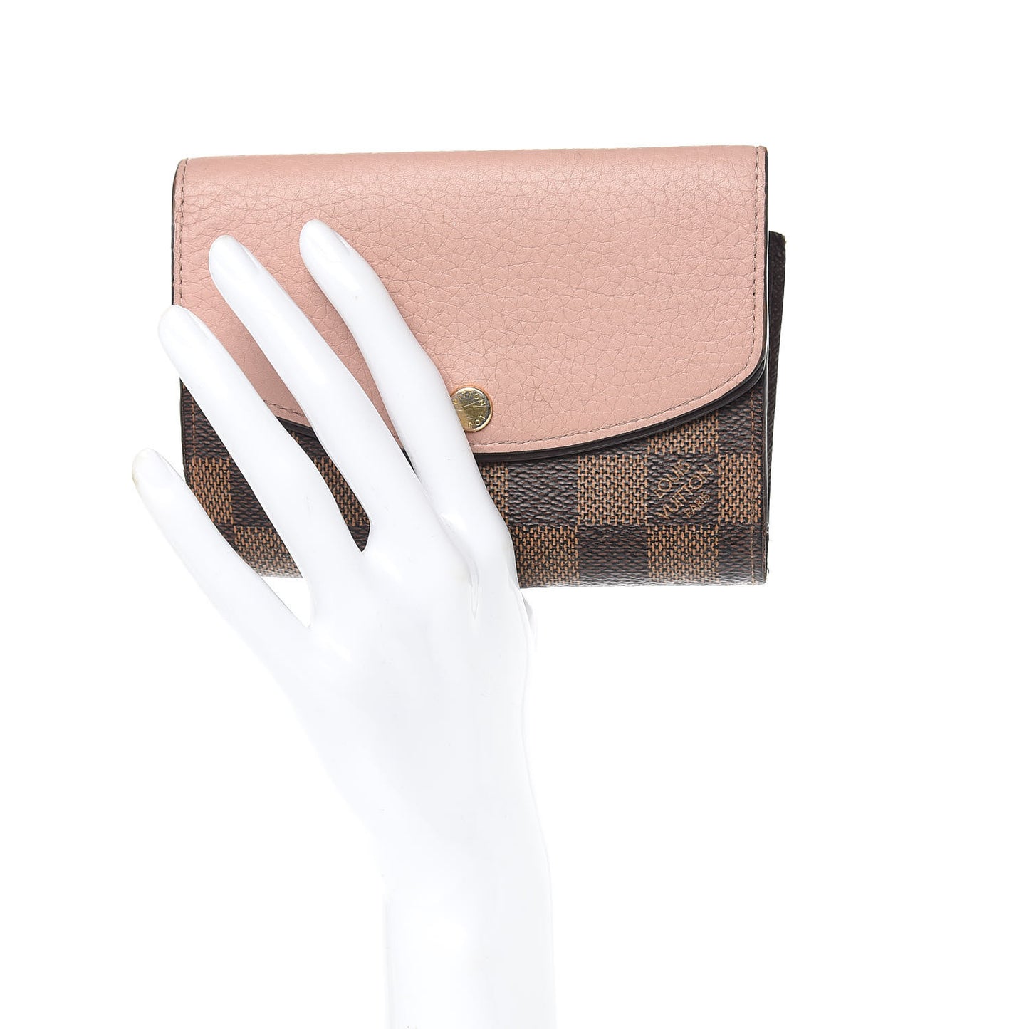 Damier Ebene Normandy Compact Wallet Rose Ballerine