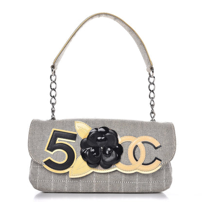 Chanel Canvas Camellia No. 5 Flap Beige Black 1 of 7