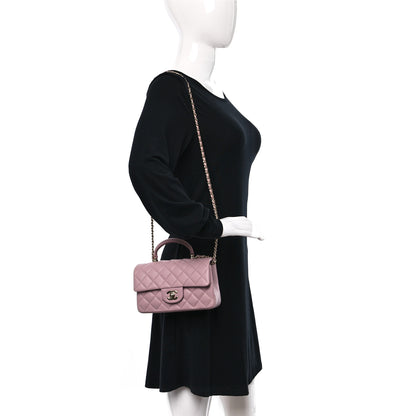 Chanel Lambskin Quilted Mini Top Handle Rectangular Flap Light Pink 2 of 9
