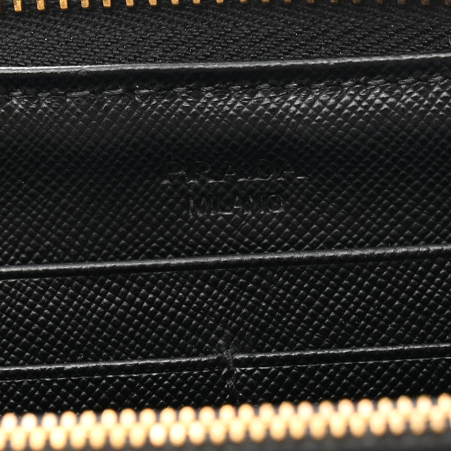 Saffiano Metal Zip Around Wallet Black