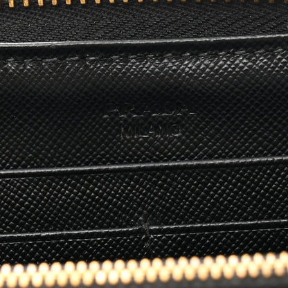 Prada Saffiano Metal Zip Around Wallet Black 7 of 12