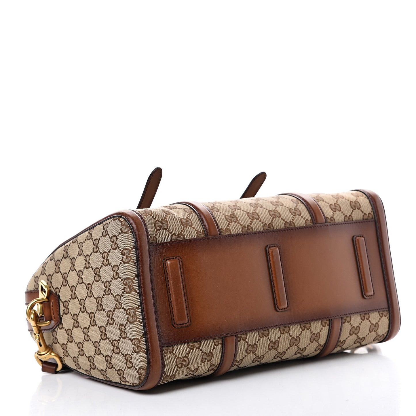 Monogram Medium Lady Web Boston Bag Beige Cuir