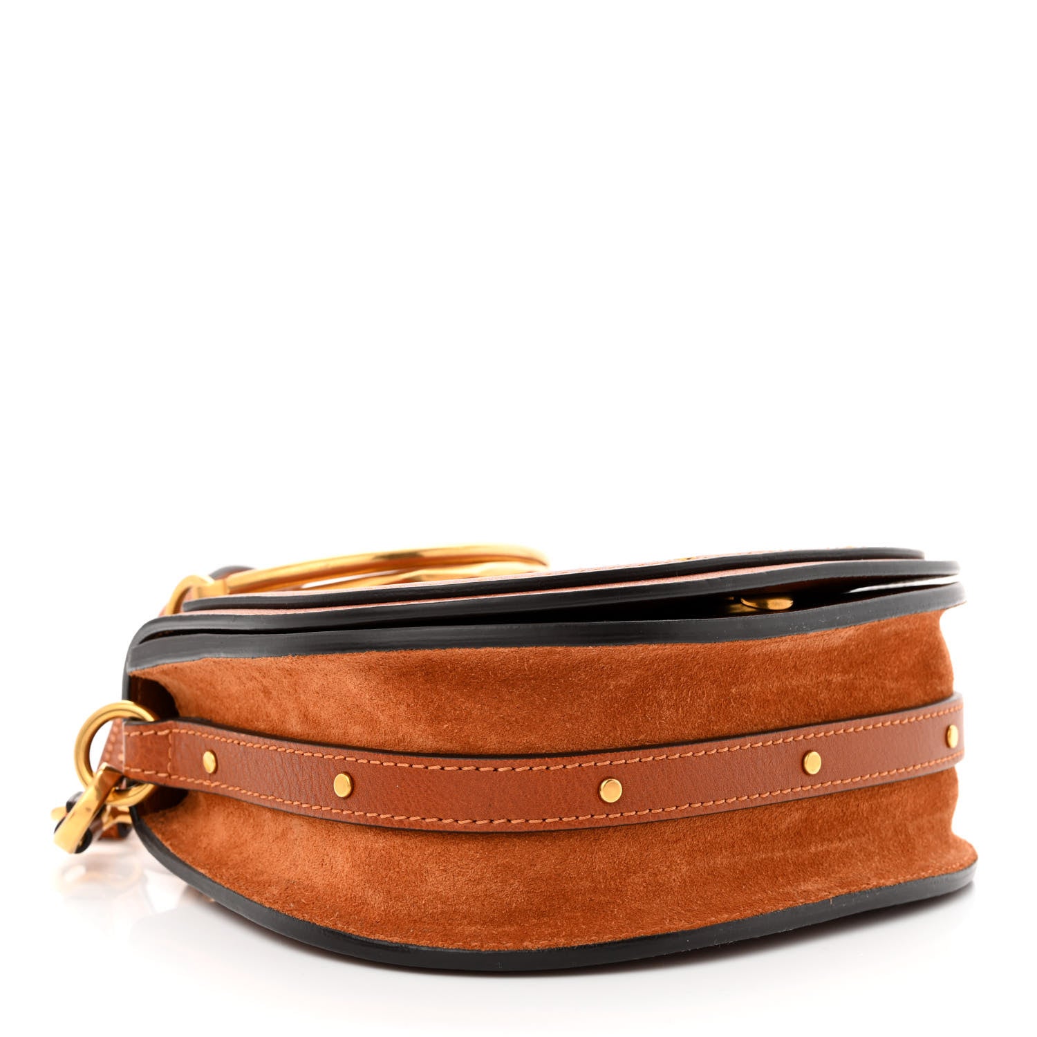 Chloe Calfskin Suede Small Nile Bracelet Bag Caramel 4 of 10