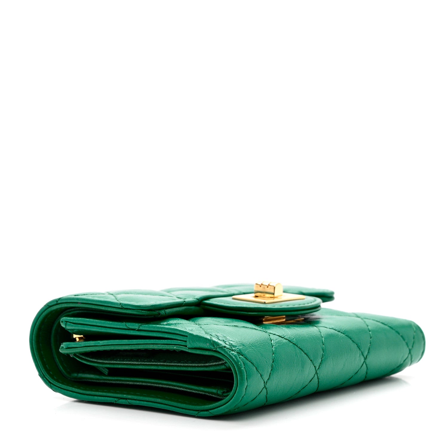 Chanel Aged Calfskin Quilted Reissue Compact Wallet Green 5 of 8